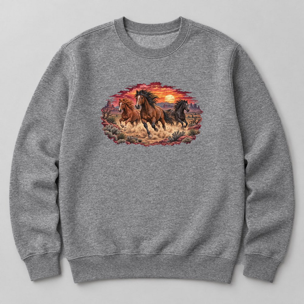 Wild Horses Desert Sweatshirt in Heather Grey