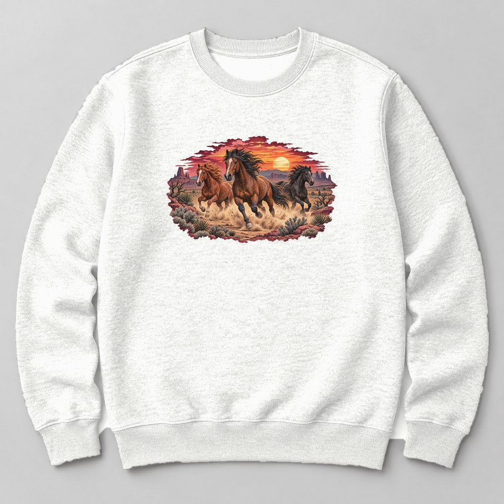 Wild Horses Desert Sweatshirt in White