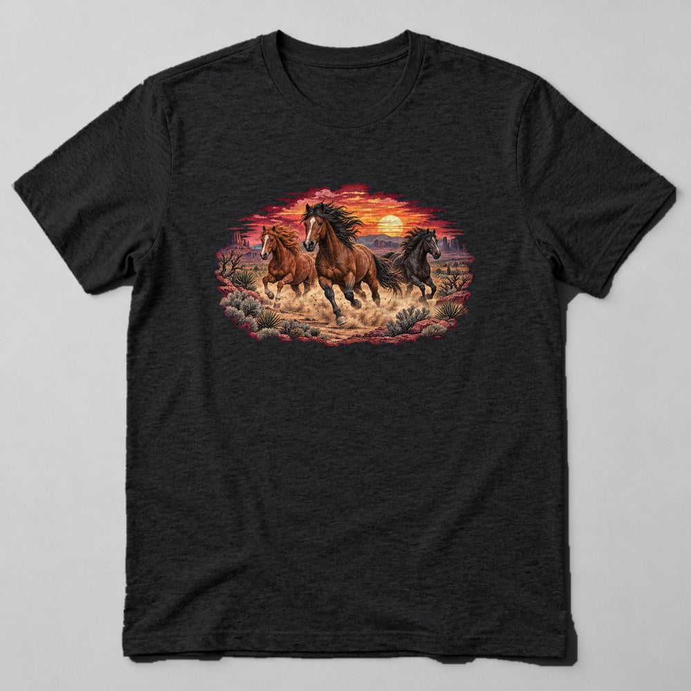 Wild Horses Desert T-Shirt in Black