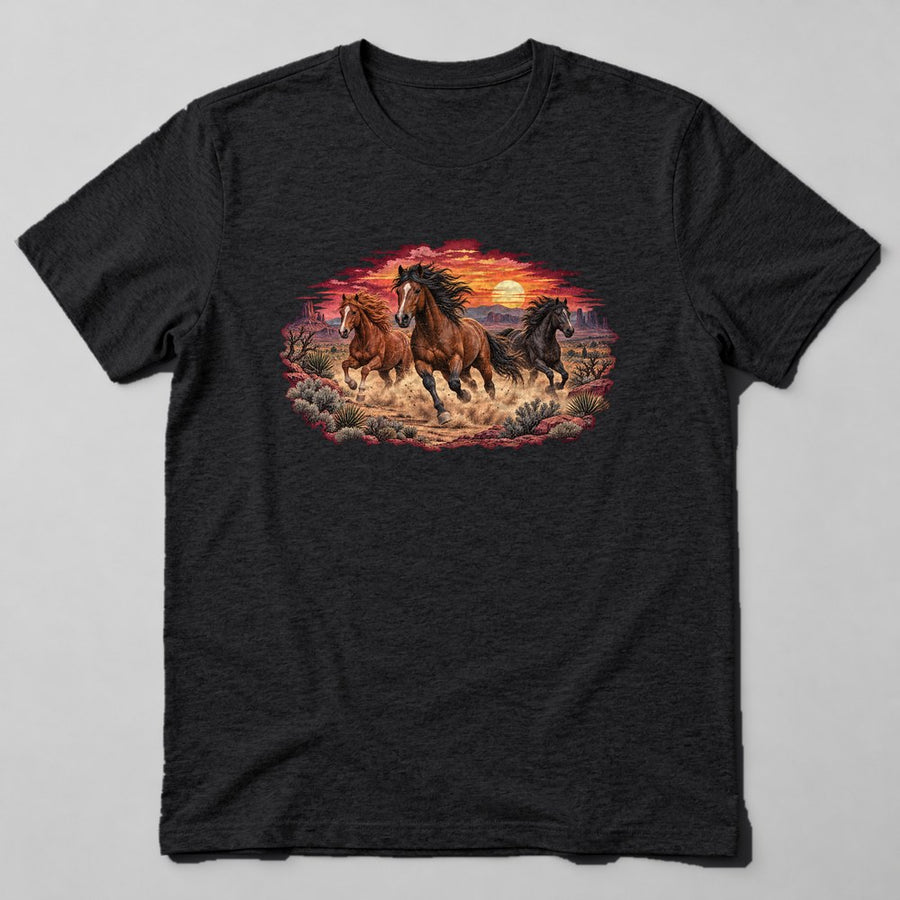 Wild Horses Desert T-Shirt in Black