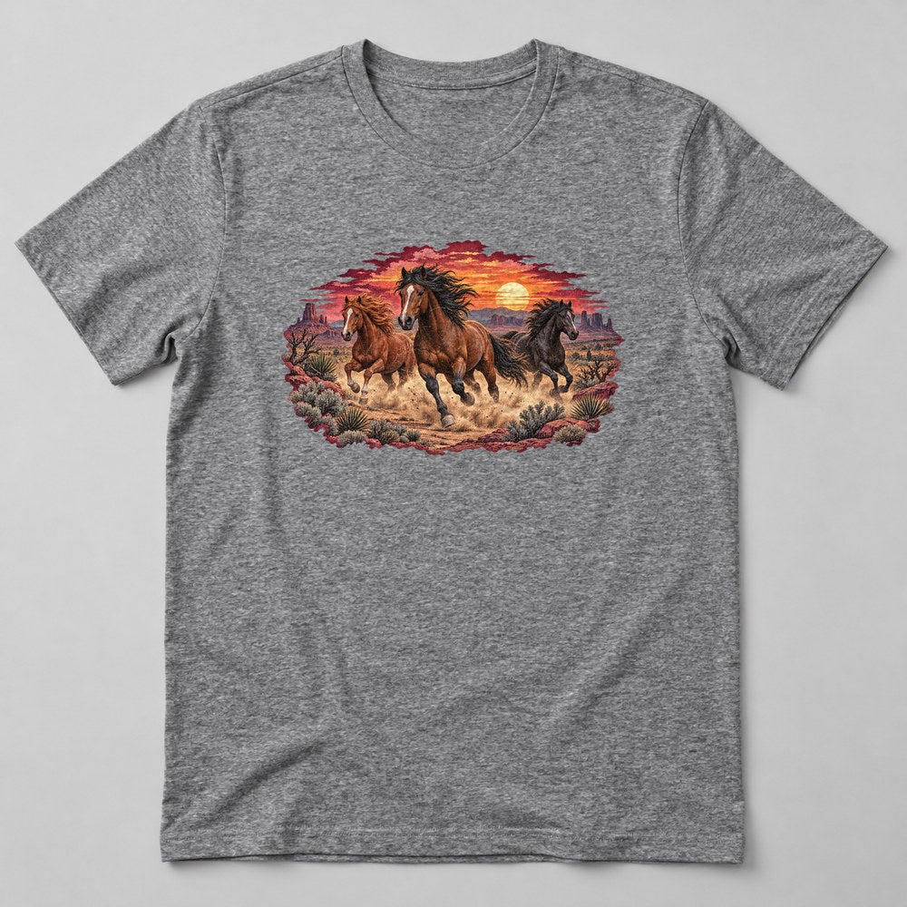 Wild Horses Desert T-Shirt in Heather Grey