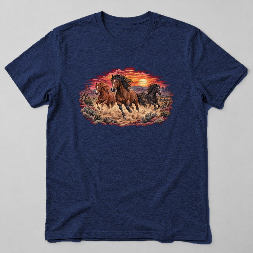 Wild Horses Desert T-Shirt in Navy
