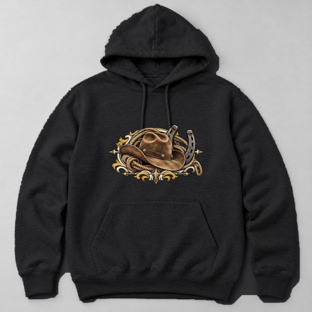 Cowboy Hat Rope Hoodie in Black