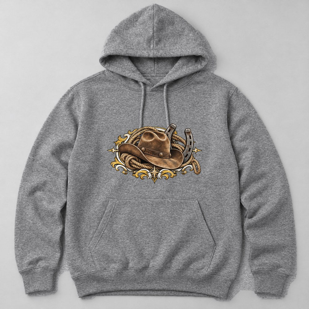 Cowboy Hat Rope Hoodie in Heather Grey