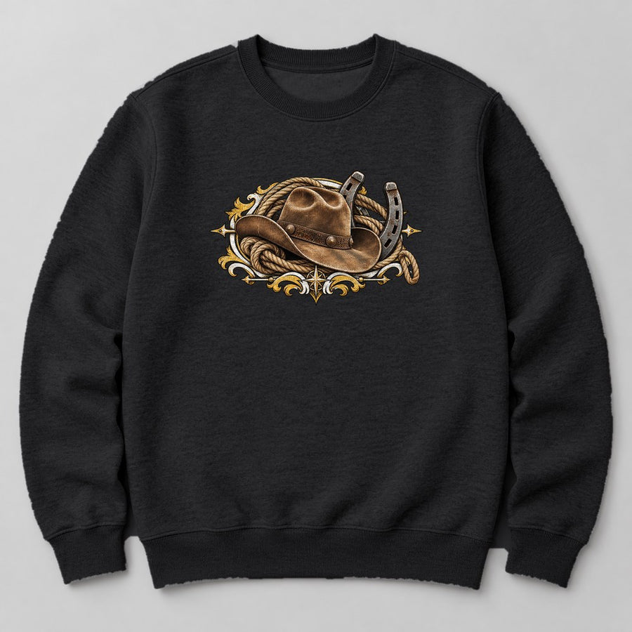 Cowboy Hat Rope Sweatshirt in Black