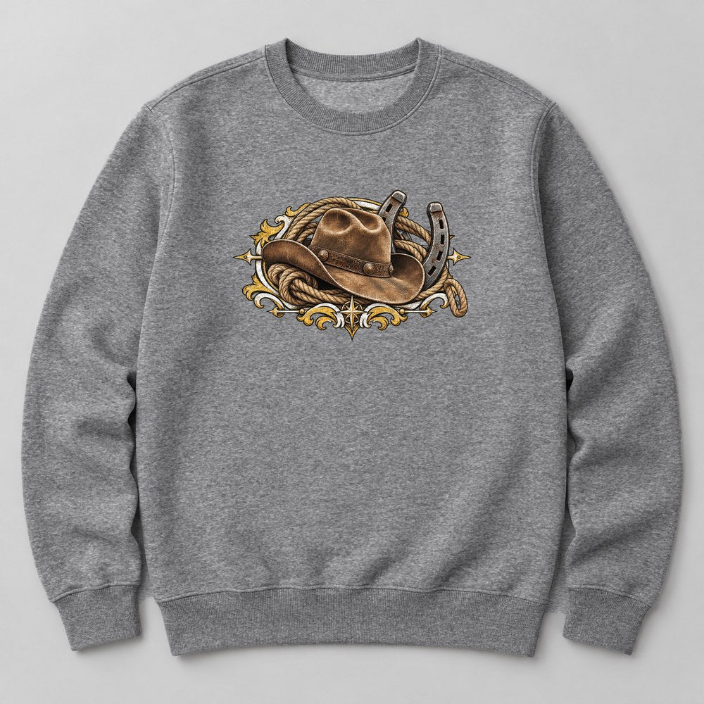 Cowboy Hat Rope Sweatshirt in Heather Grey