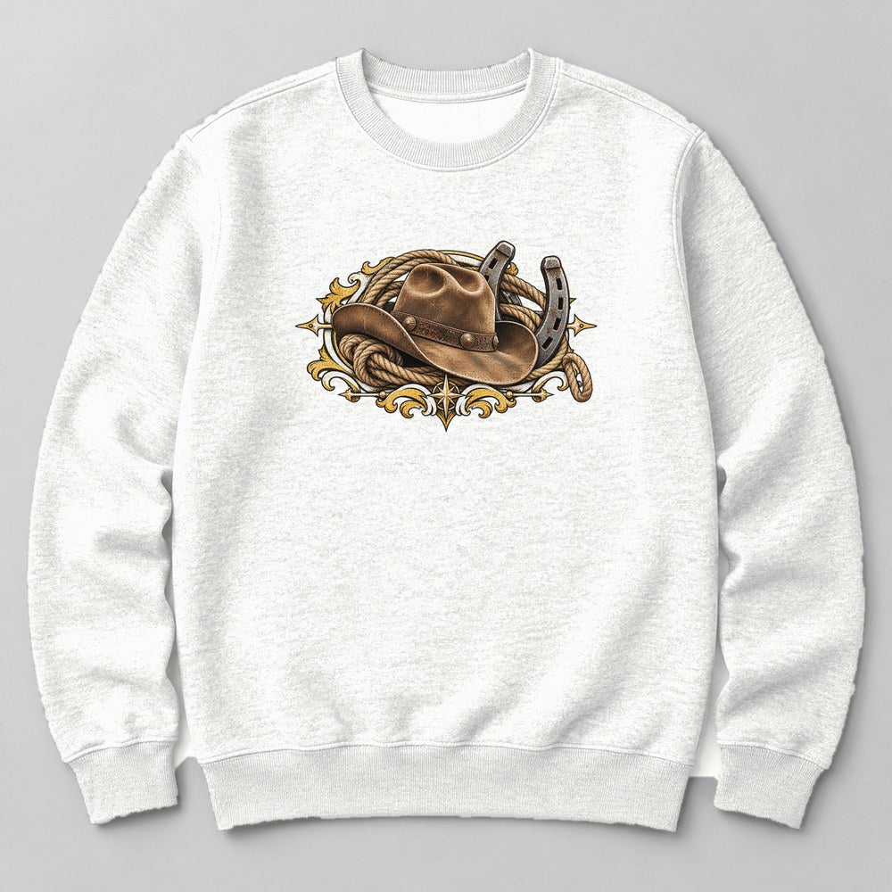 Cowboy Hat Rope Sweatshirt in White