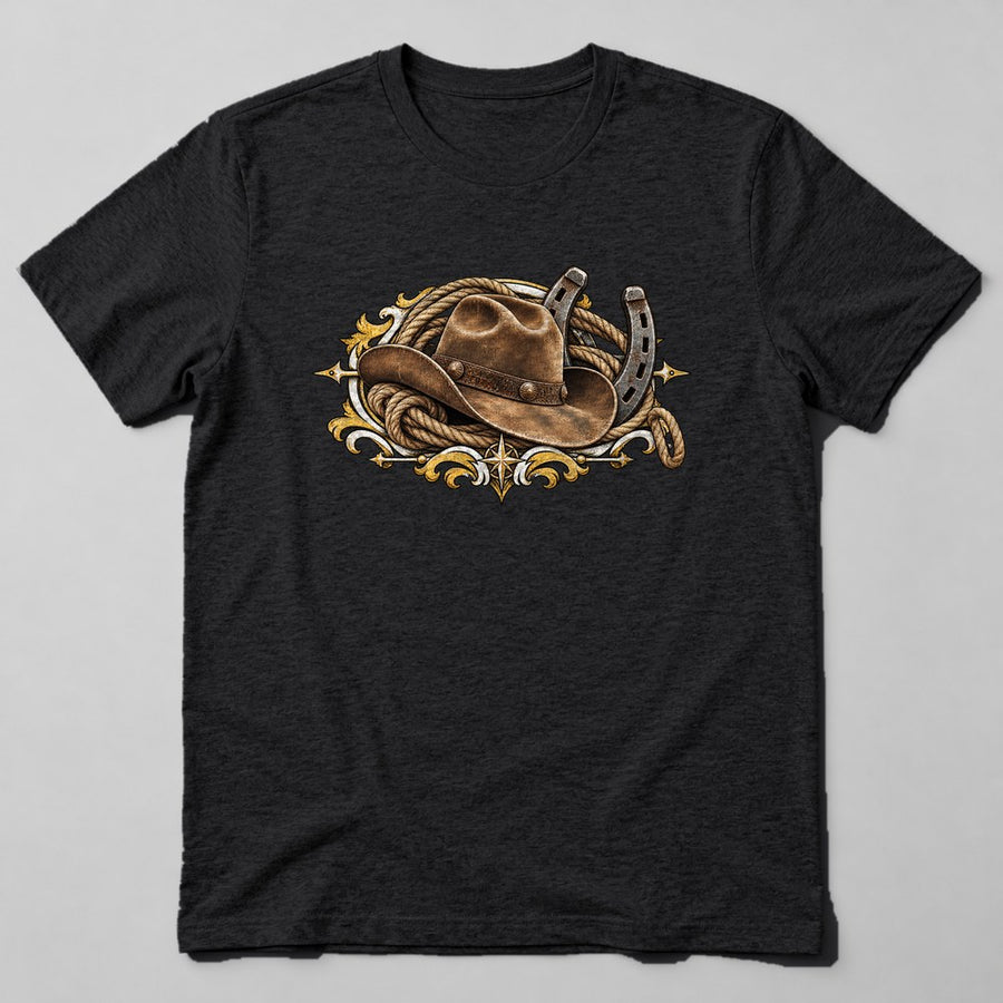 Cowboy Hat Rope T-Shirt in Black