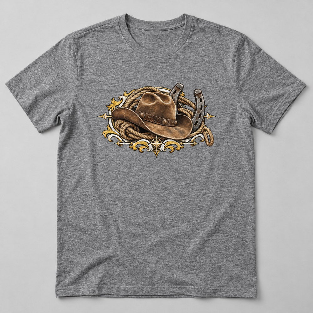 Cowboy Hat Rope T-Shirt in Heather Grey