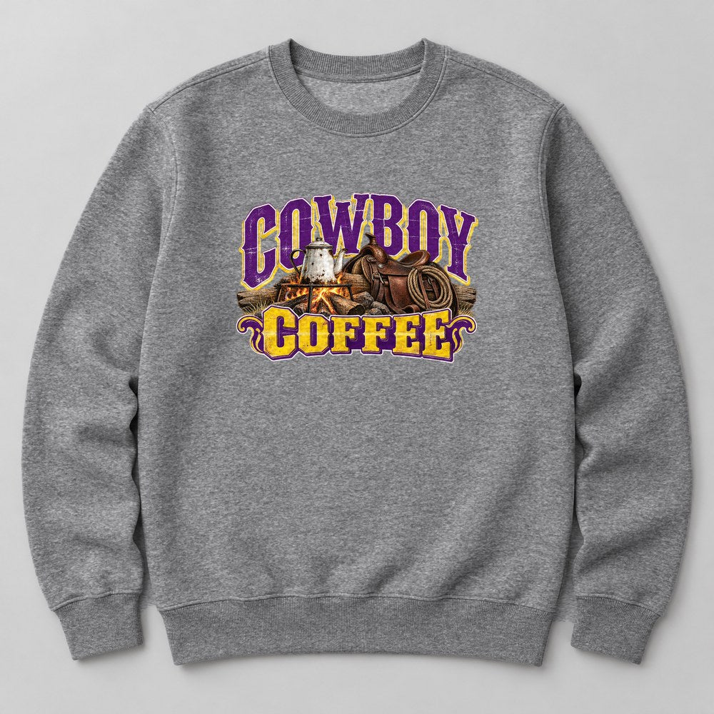 Cowboy Coffee Sweatshirt in Heather Grey