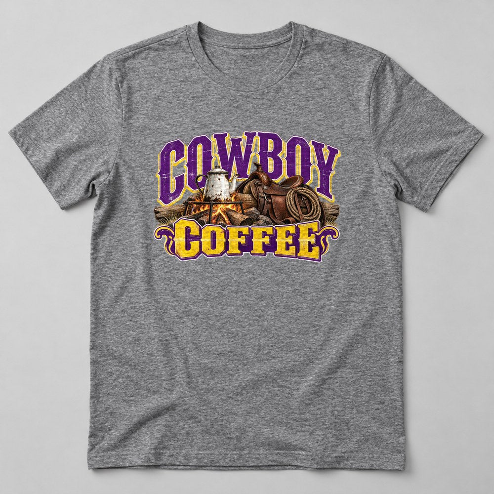 Cowboy Coffee T-Shirt in Heather Grey