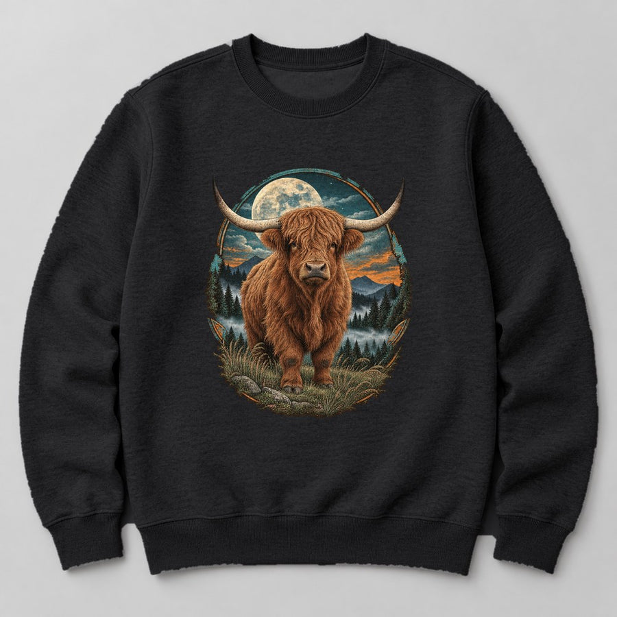 Highland Cow Sweatshirt in Black