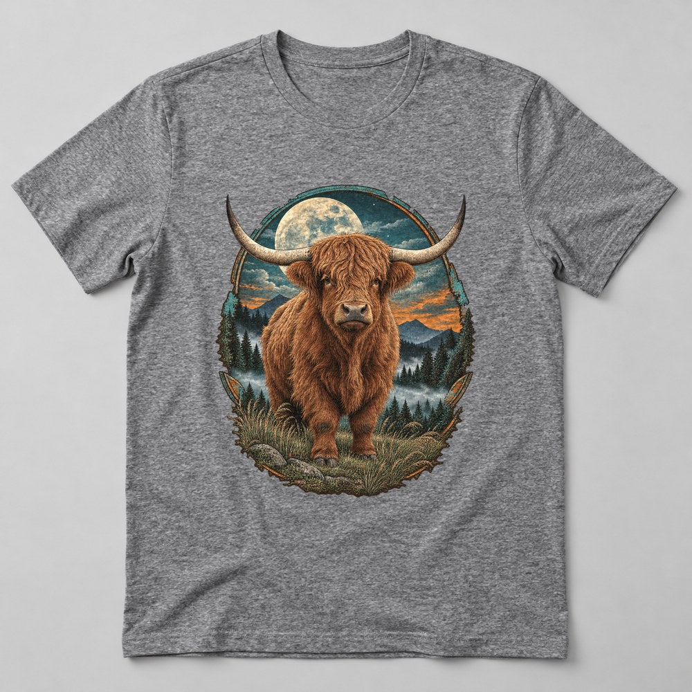 Highland Cow T-Shirt in Heather Grey