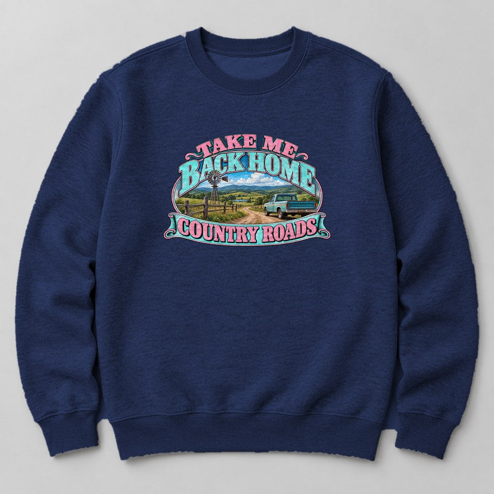 Take Me Back Home Country Roads Sweatshirt in Navy