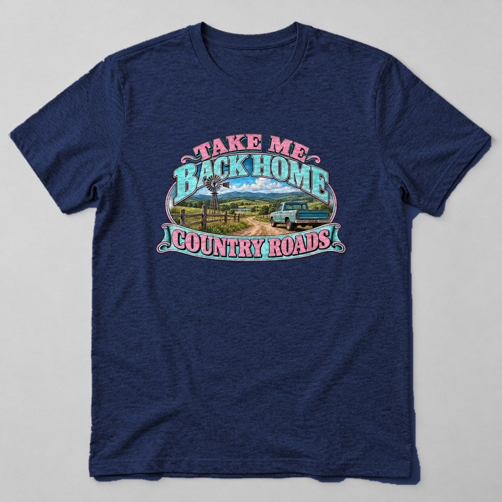 Take Me Back Home Country Roads T-Shirt in Navy