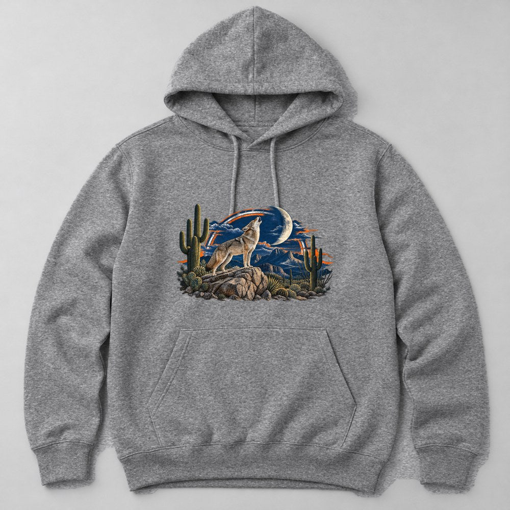 Desert Coyote Hoodie in Heather Grey