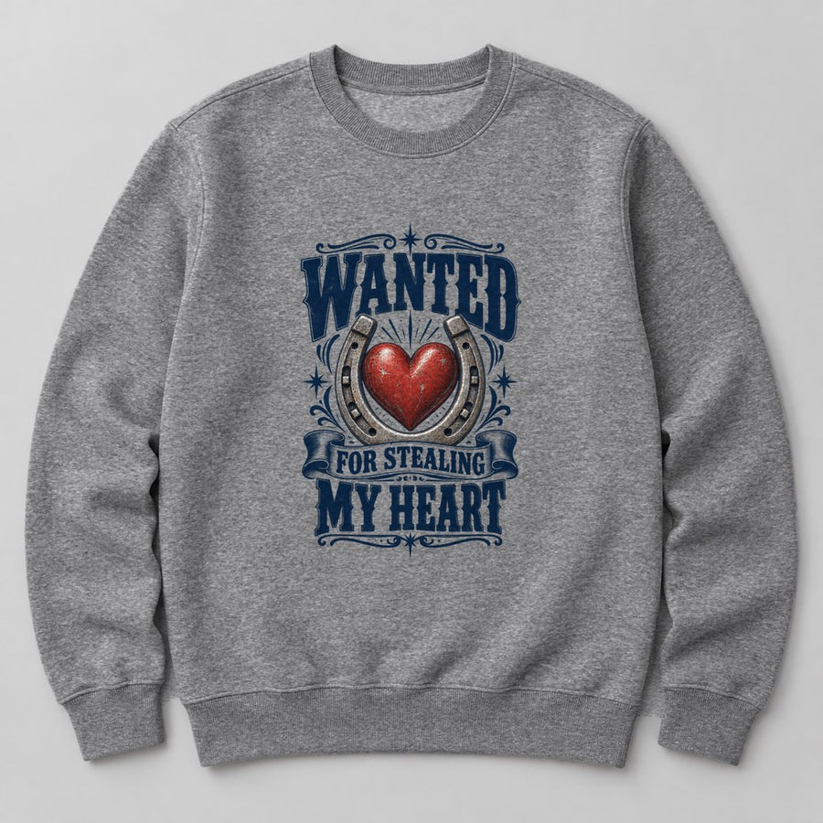 Wanted for Stealing my Heart Sweatshirt in Heather Grey