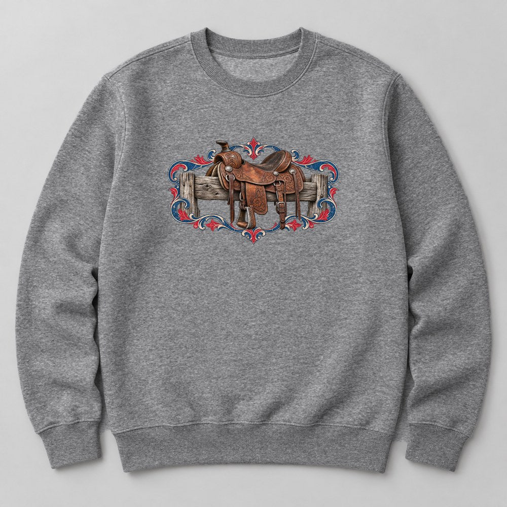 Saddle Sweatshirt in Heather Grey