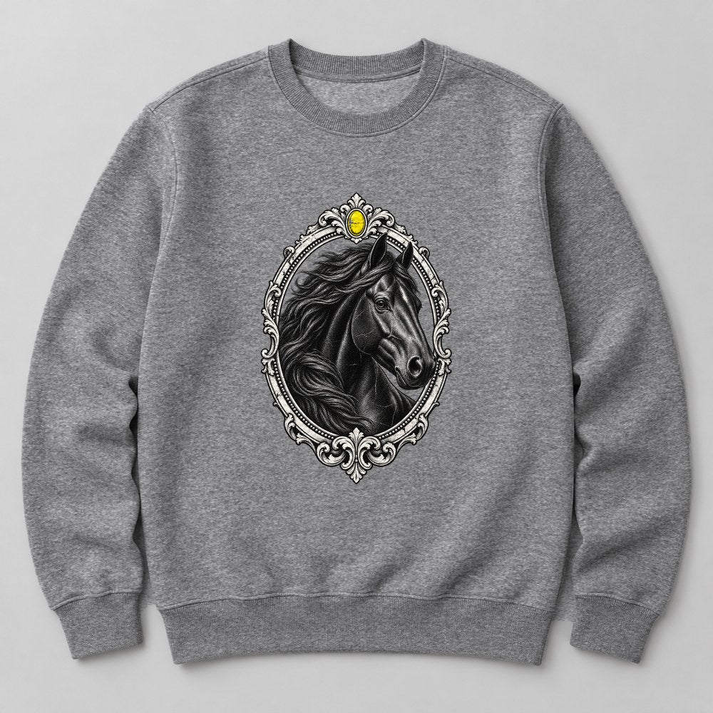 Horse Portrait Sweatshirt in Heather Grey