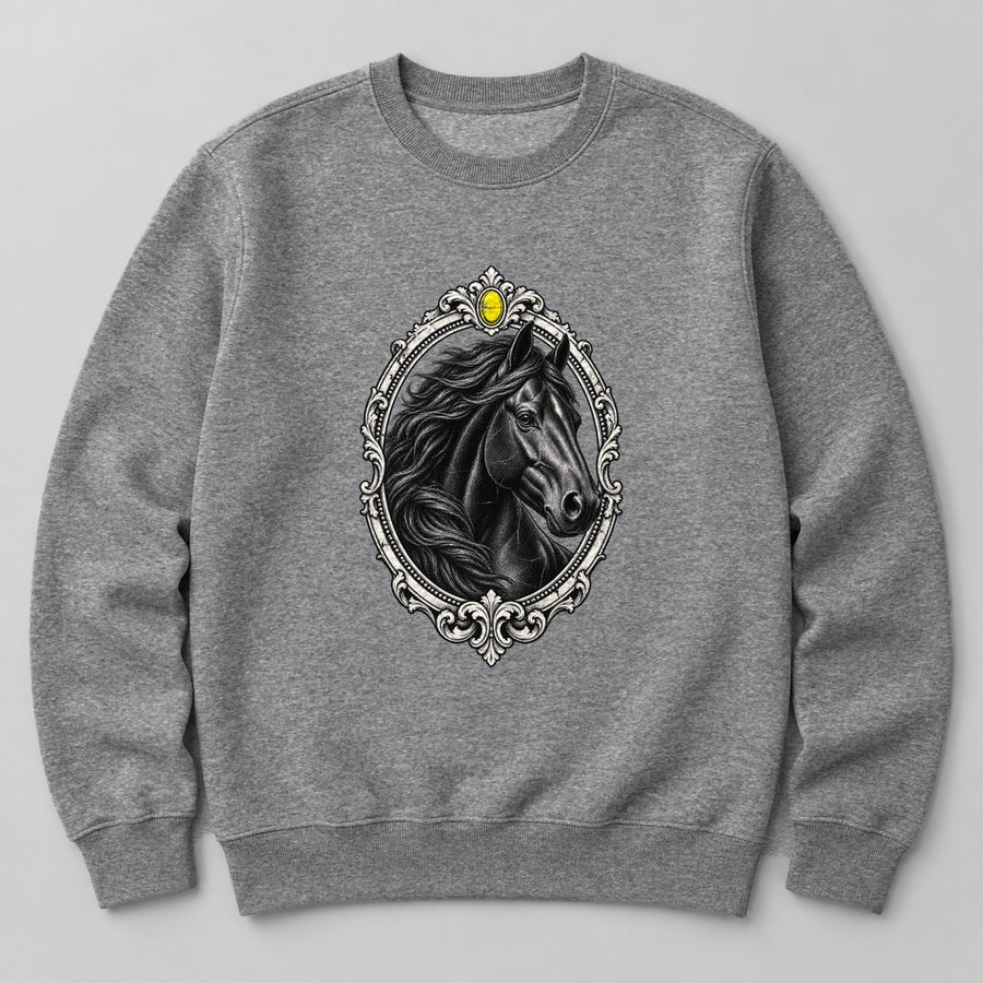 Horse Portrait Sweatshirt in Heather Grey
