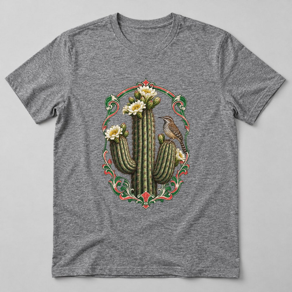 Cactus Bloom T-Shirt in Heather Grey