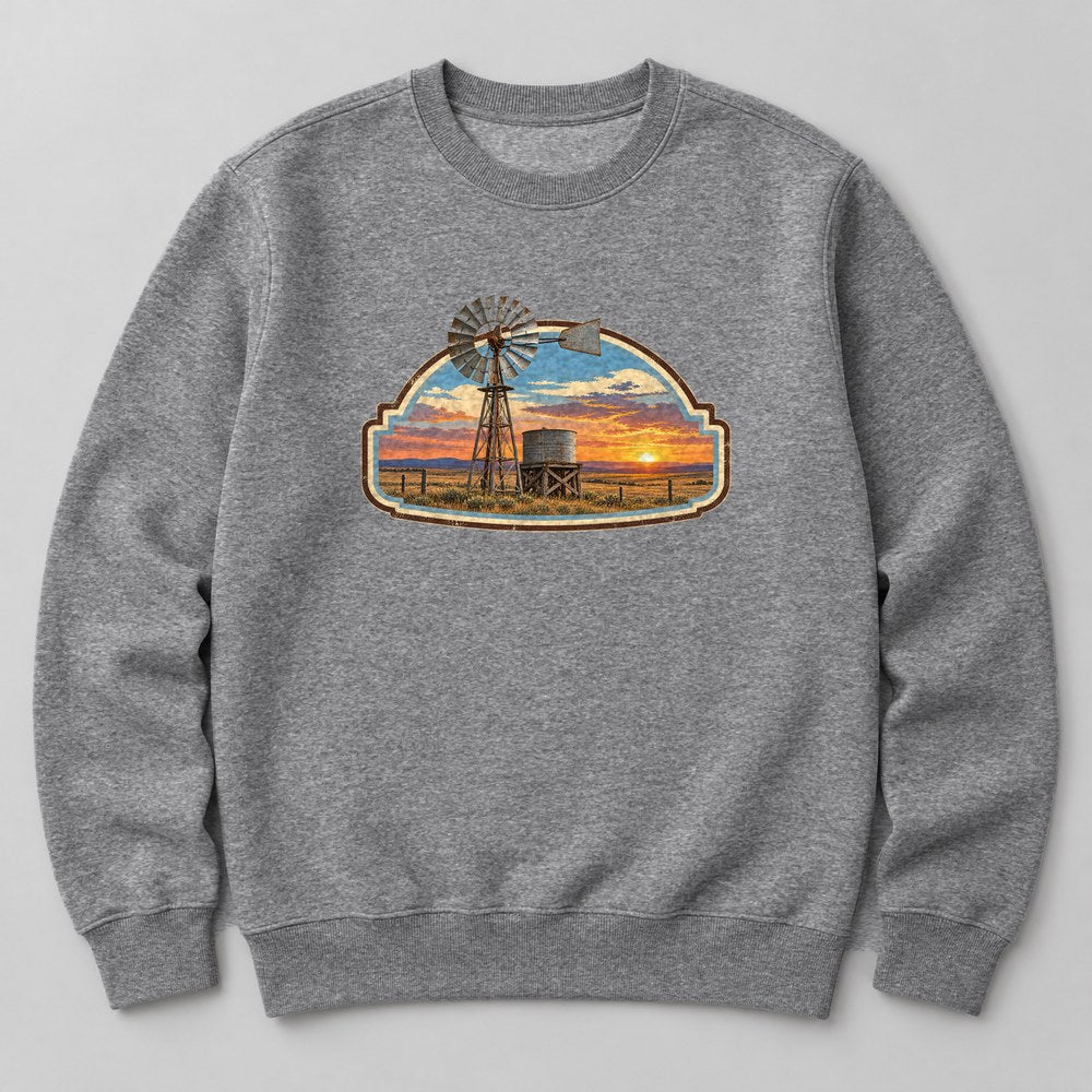 Western Sunset Windmill Sweatshirt in Heather Grey