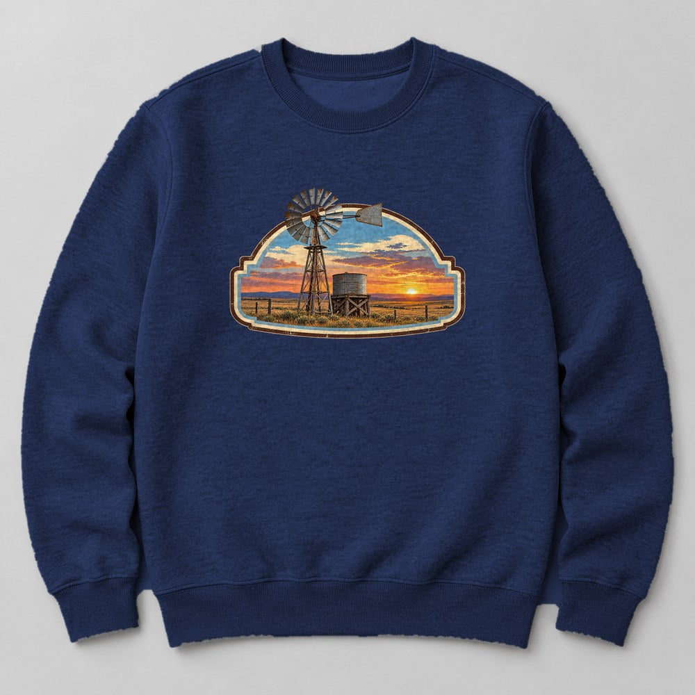 Western Sunset Windmill Sweatshirt in Navy