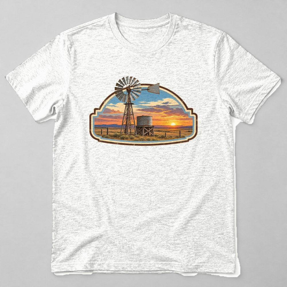 Western Sunset Windmill T-Shirt in White