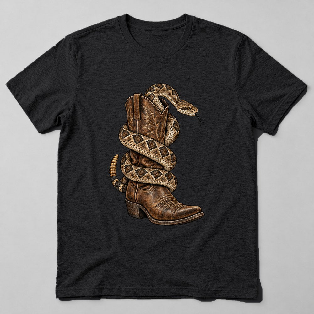 Rattlesnake Boot T-Shirt in Black