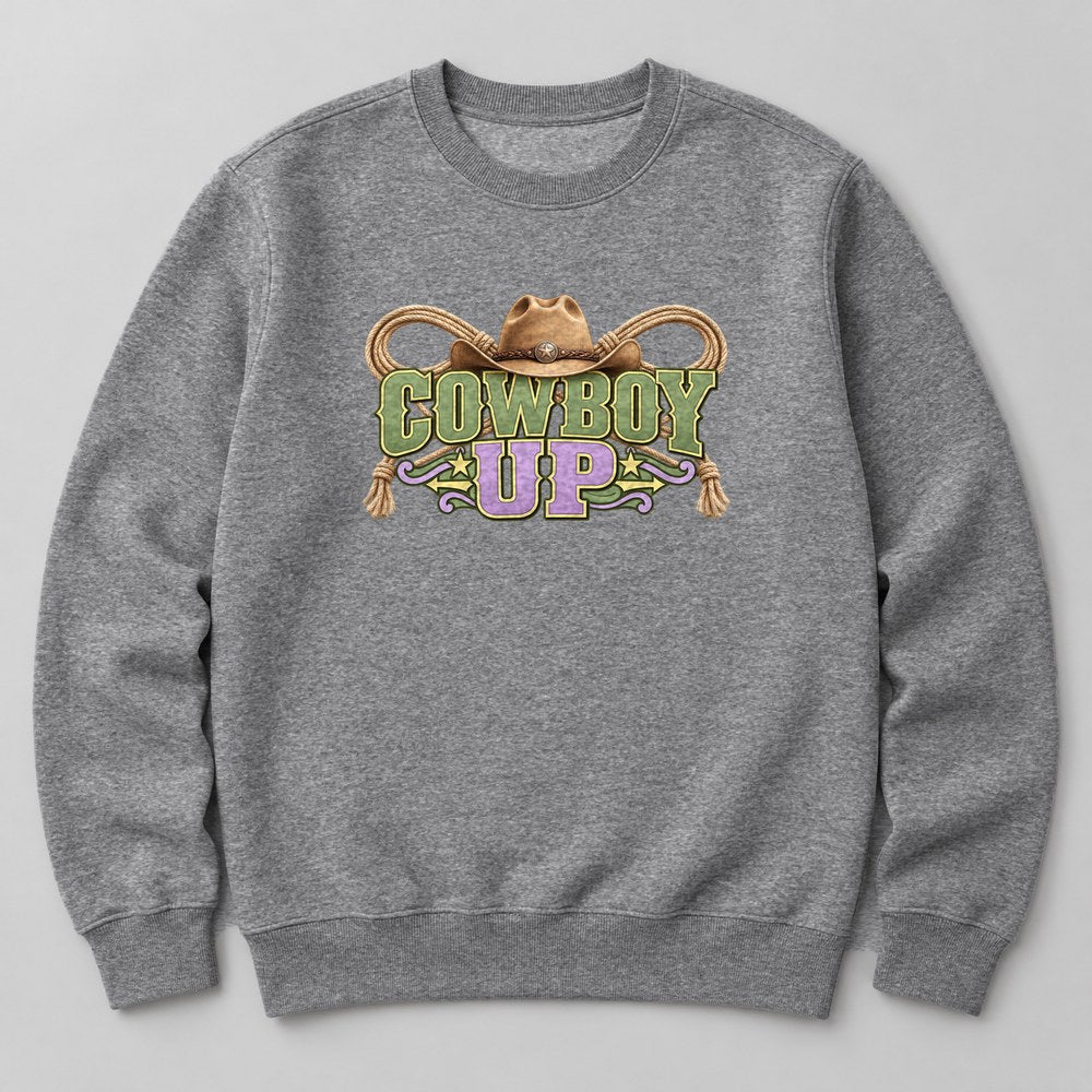 Cowboy Up Sweatshirt in Heather Grey