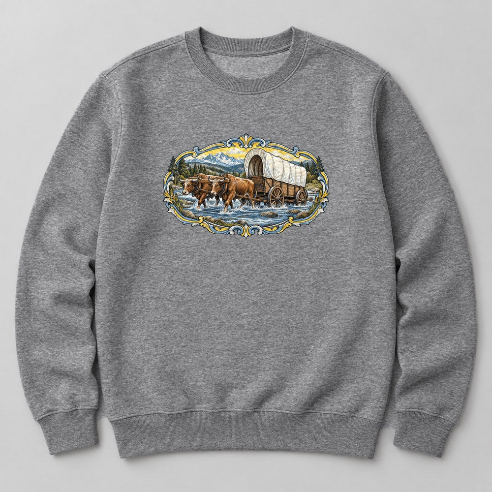 Covered Wagon Sweatshirt in Heather Grey