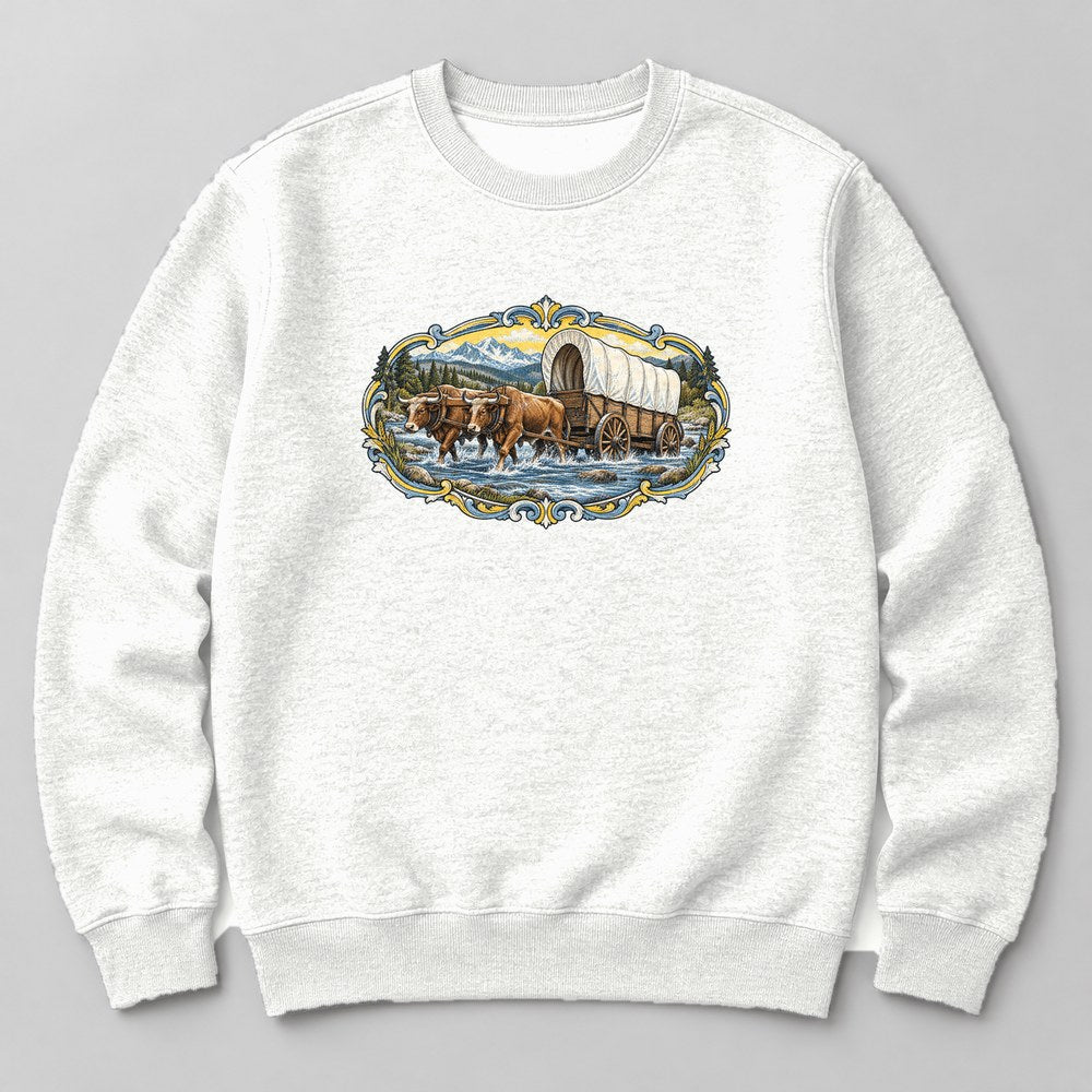 Covered Wagon Sweatshirt in White