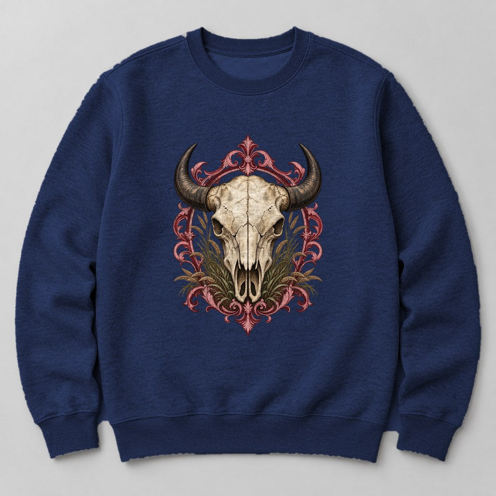 Bison Skull Sweatshirt in Navy