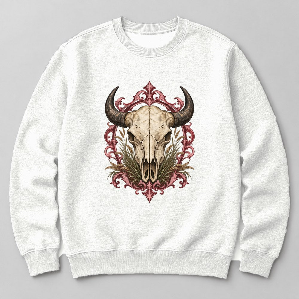 Bison Skull Sweatshirt in White