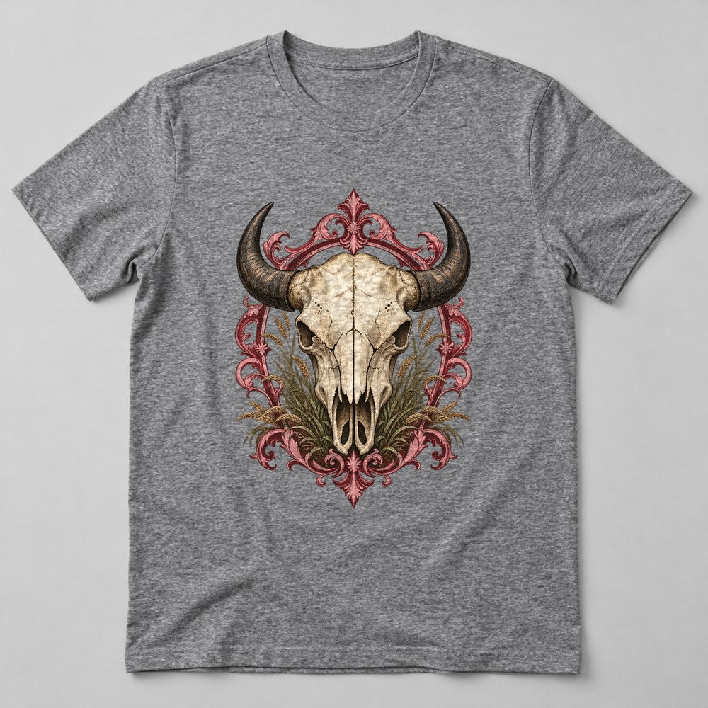 Bison Skull T-Shirt in Heather Grey