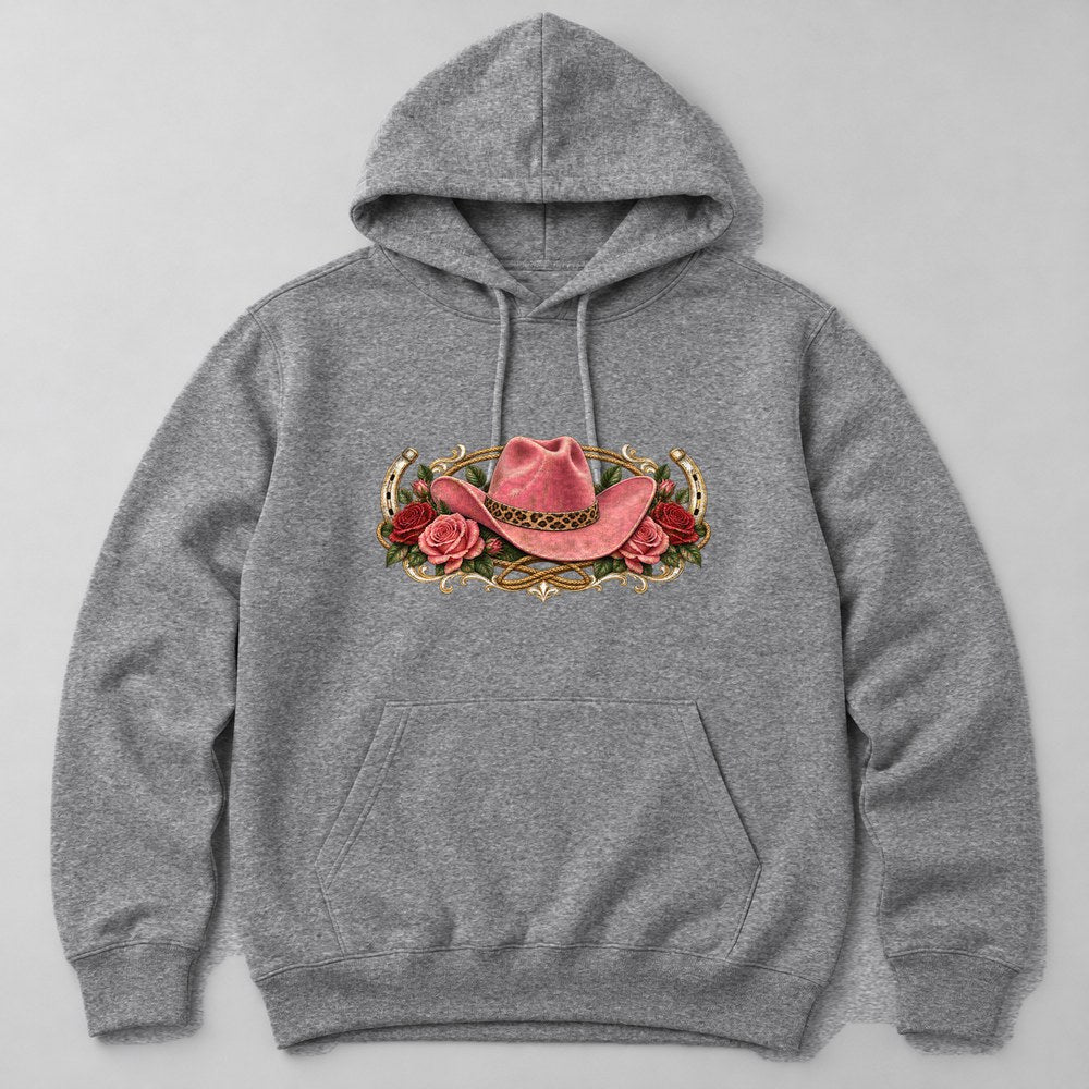 Leopard Cowgirl Hat Hoodie in Heather Grey