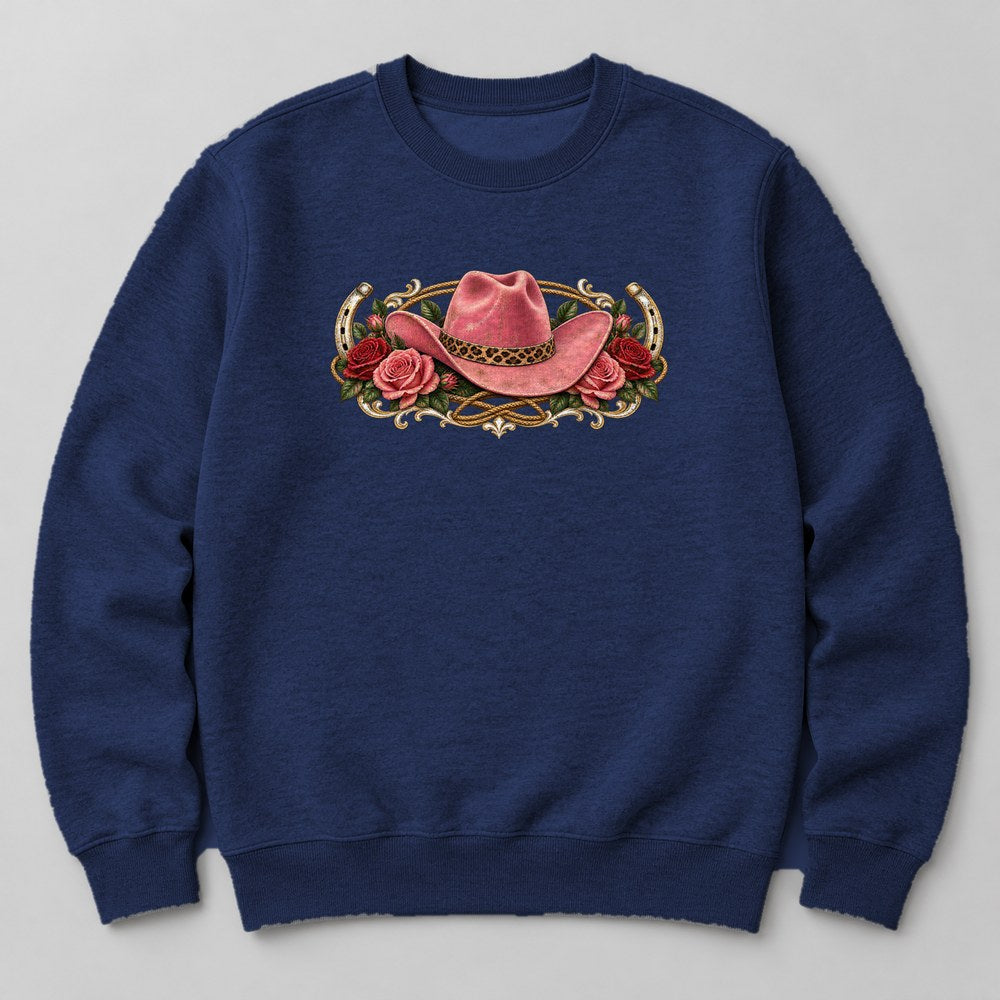 Leopard Cowgirl Hat Sweatshirt in Navy