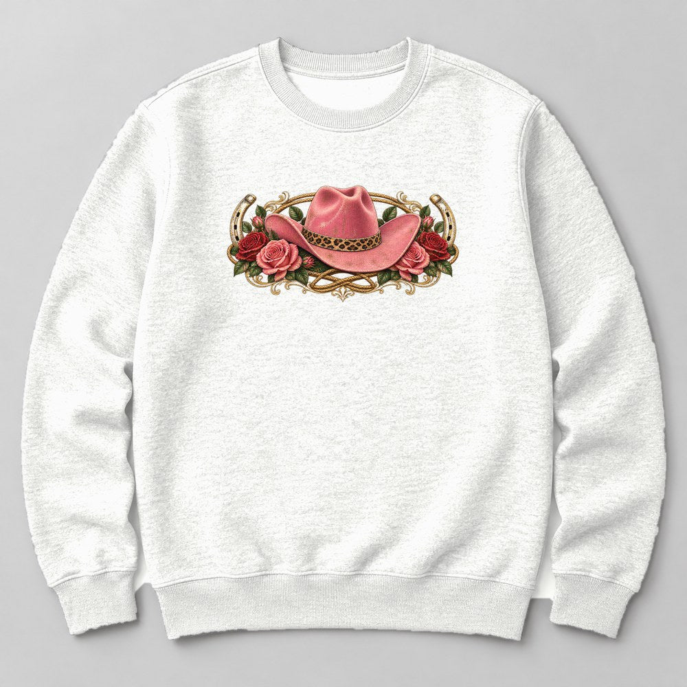 Leopard Cowgirl Hat Sweatshirt in White