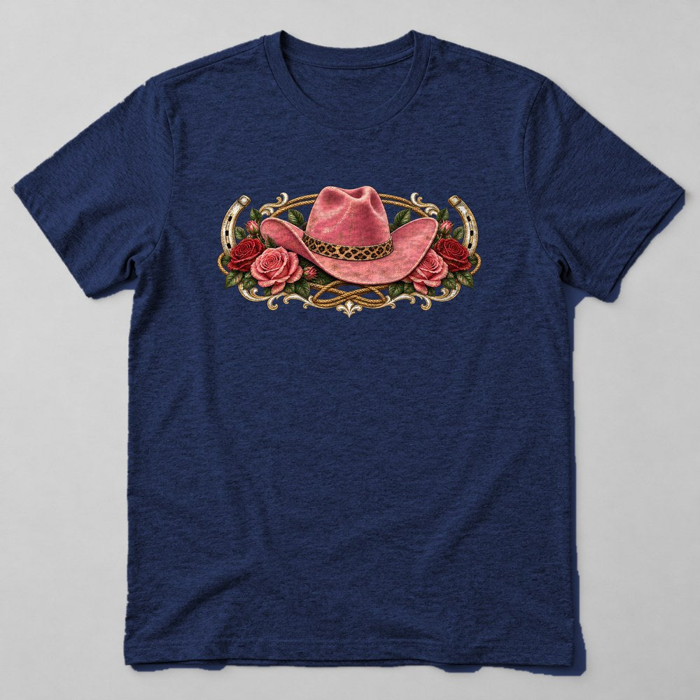 Leopard Cowgirl Hat T-Shirt in Navy