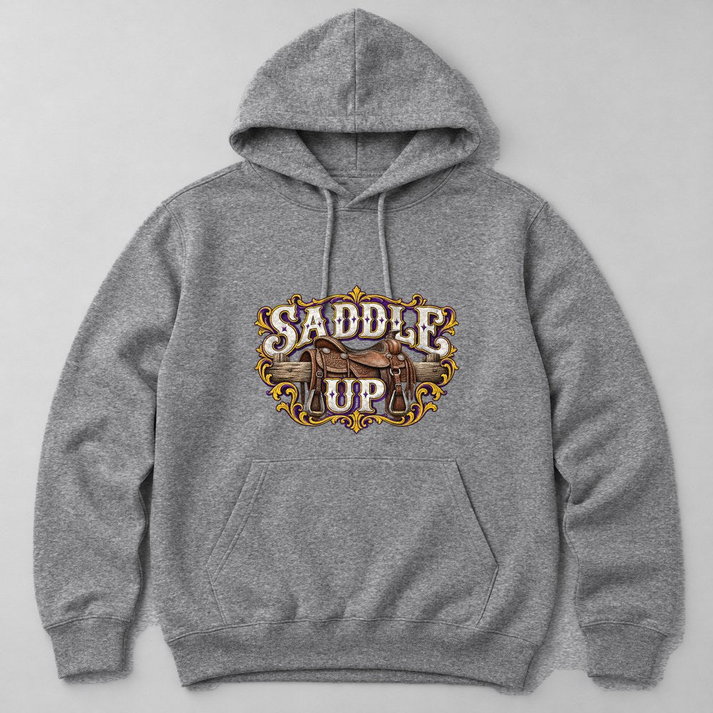 Saddle Up Hoodie in Heather Grey