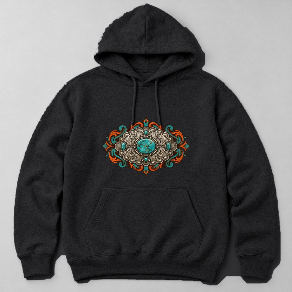 Turquoise Jewelry Hoodie in Black