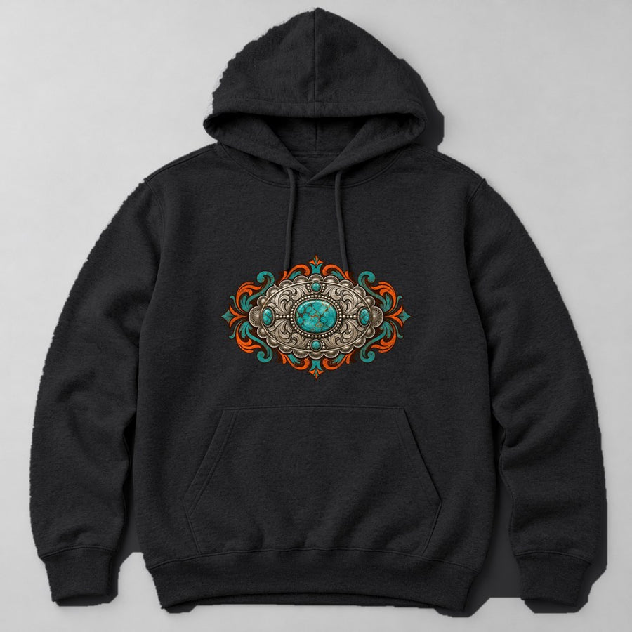 Turquoise Jewelry Hoodie in Black