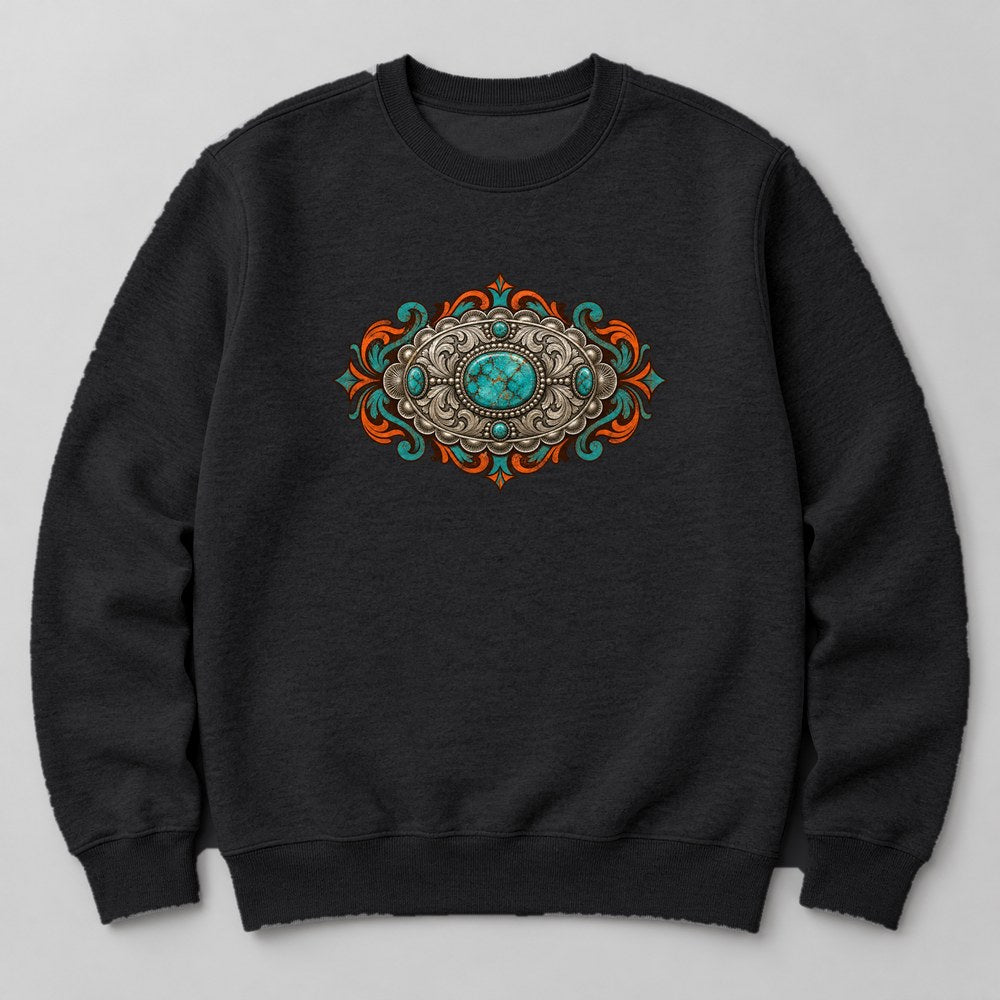 Turquoise Jewelry Sweatshirt in Black