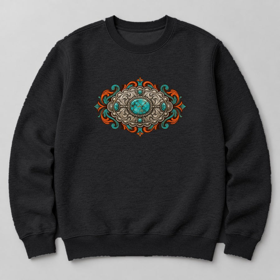 Turquoise Jewelry Sweatshirt in Black