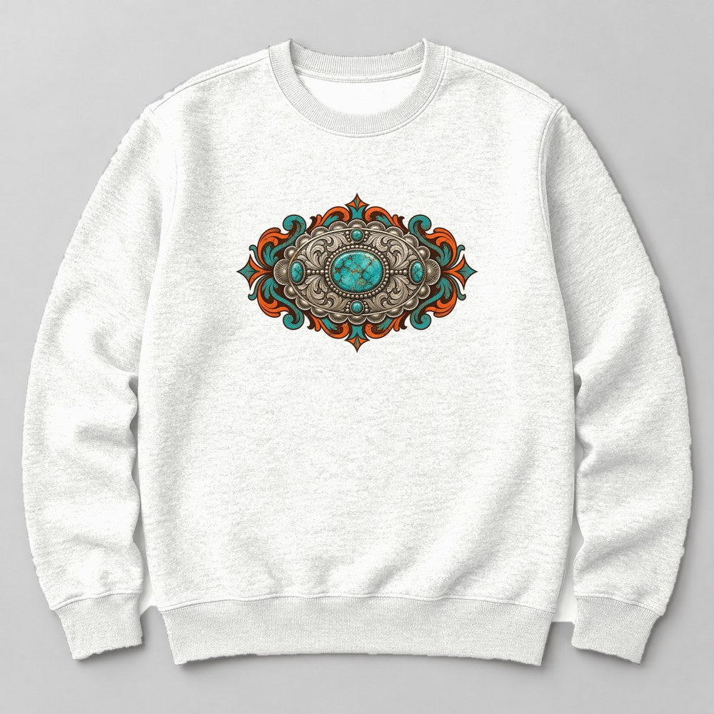 Turquoise Jewelry Sweatshirt in White