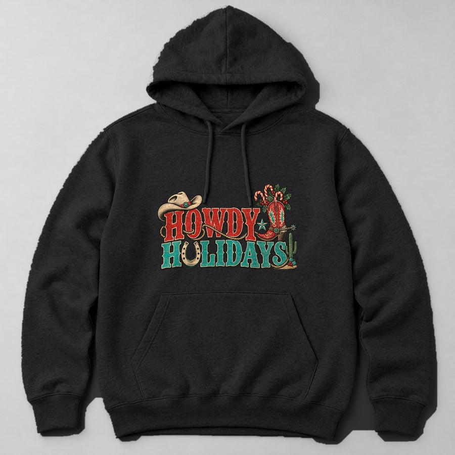 Howdy Holidays Hoodie in Black