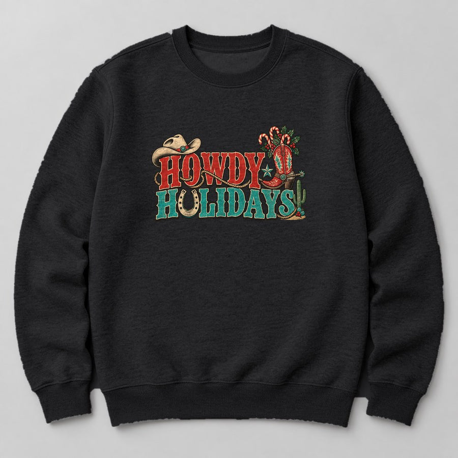 Howdy Holidays Sweatshirt in Black