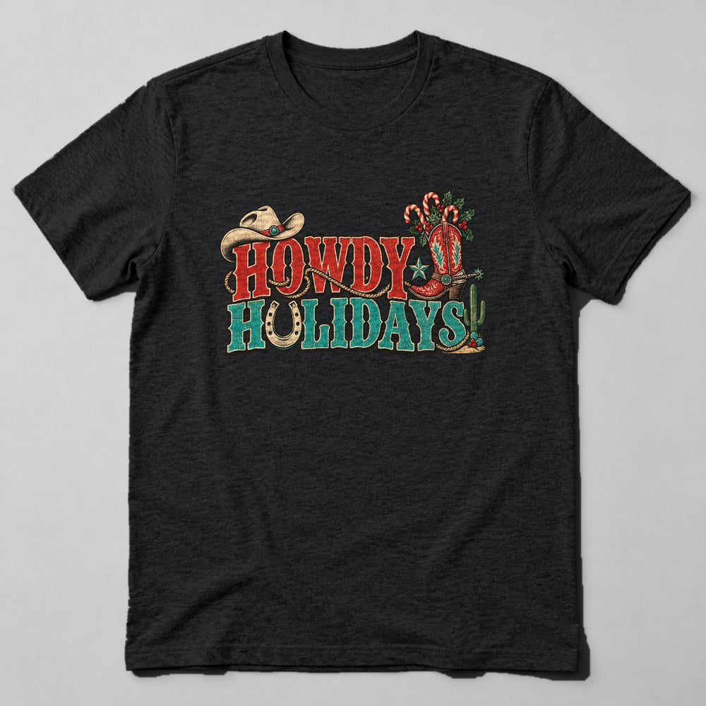 Howdy Holidays T-Shirt in Black