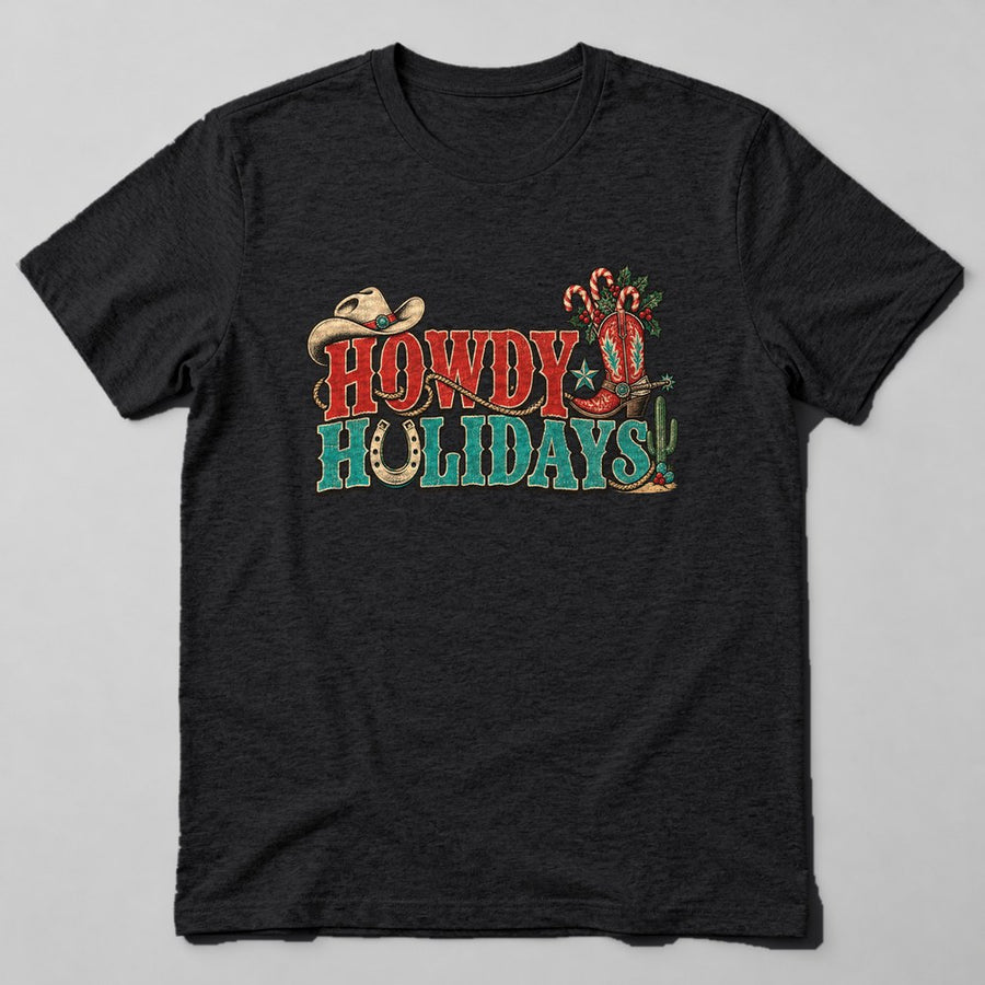 Howdy Holidays T-Shirt in Black