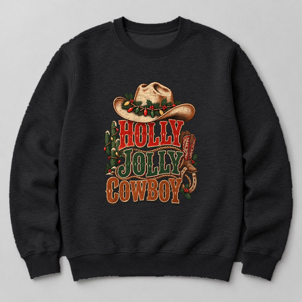 Holly Jolly Cowboy Sweatshirt in Black